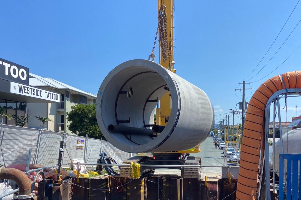 Empire Infrastructure shared exclusive photos of the company’s CP&P jacking pipes being installed on the project. Image: Empire Infrastructure