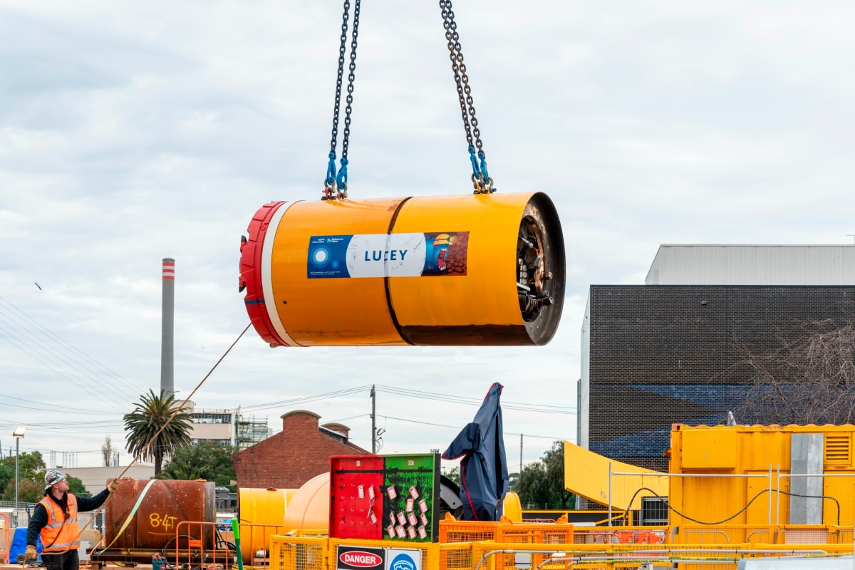 Tunnel boring machine 'Lucey' completed her 670 metre journey under the Yarra River in November 2023. Image: Melbourne Water