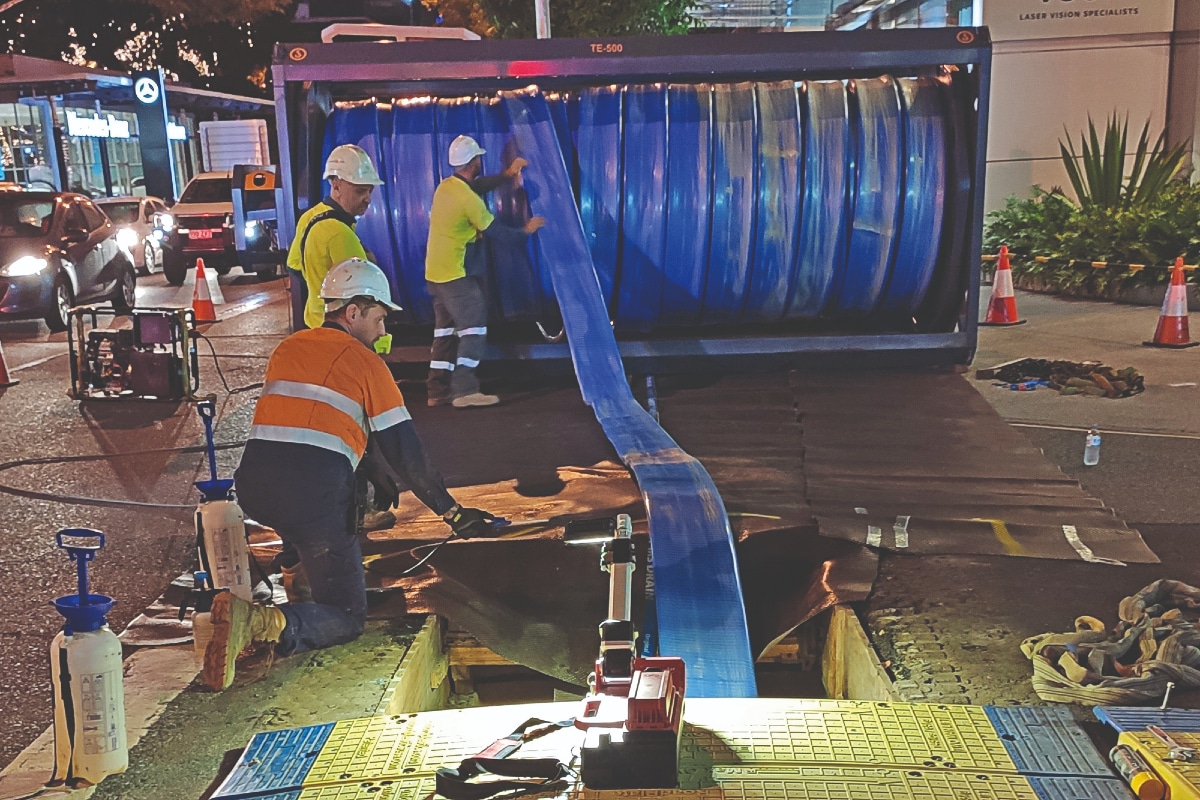 After six years of planning and two test projects, the DN600 drinking water pipeline in Ann Street in Brisbane was rehabilitated with Primus Line Rehab in 2020. Image: Primus Line