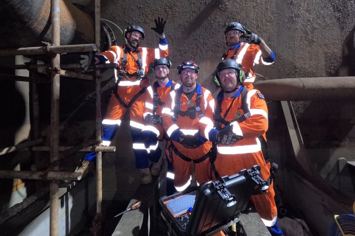 The Semtex team inside a Cargo Oil Tank, after successfully delivering phase 1 pipework rehabilitation. Image: Semtex Plumbing and Civil
