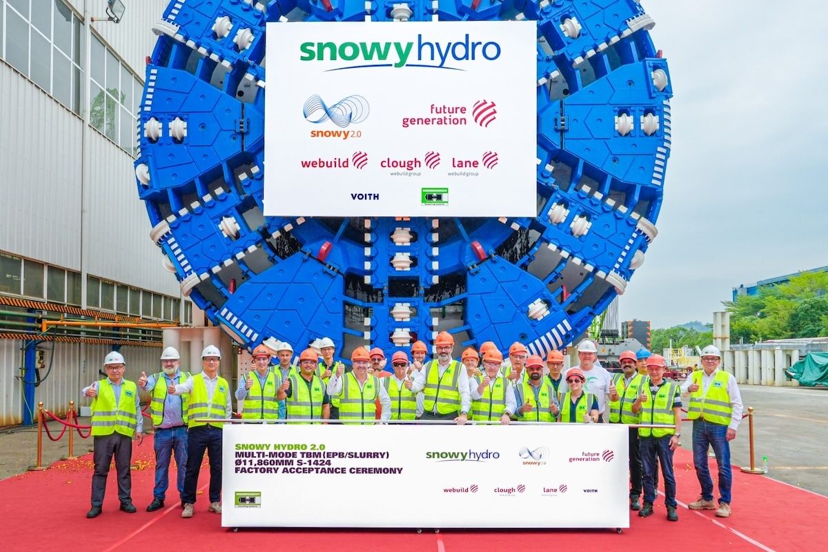 The TBM passed factory acceptance testing at Herrenknecht’s Guangzhou factory in China. Image: Webuild
