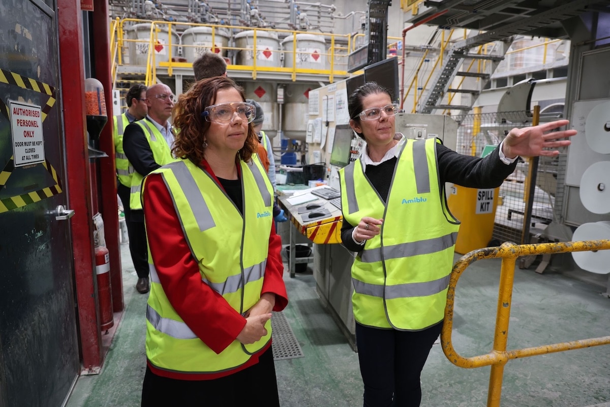 South Australian Employment and Workplace Relations Minister Amanda Rishworth at Amiblu's Lonsdale production facility. Image: Amiblu