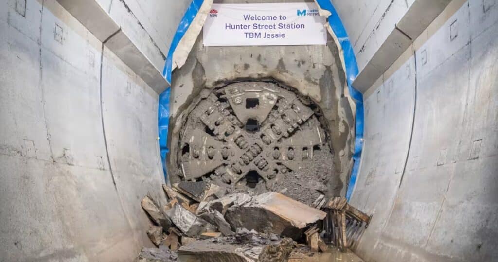 A TBM completes the final tunnelling section for Sydney's new underground rail.