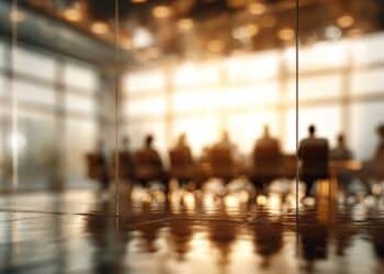 Board room convenes for meeting.