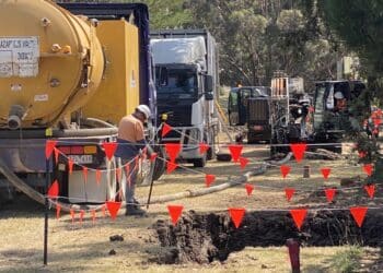 Watermain installation at Lethbridge in Victoria.