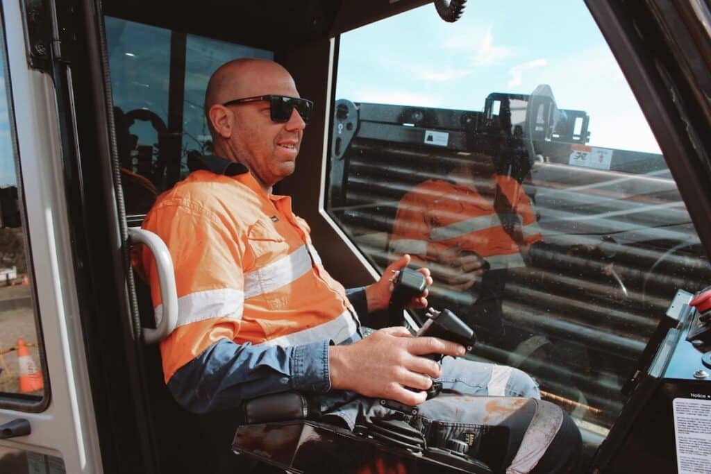 Spot On Excavations Owner Jon Hagelburg at the controls.