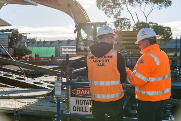 Michels workers oversee drilling works in Sunshine.