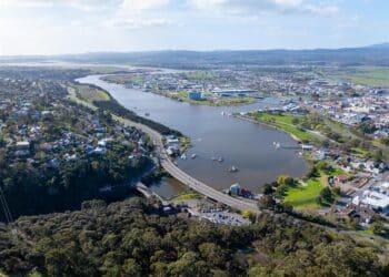 Aerial view of picturesque Launceston.