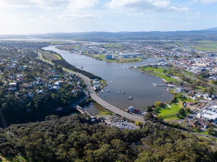 Aerial view of picturesque Launceston.